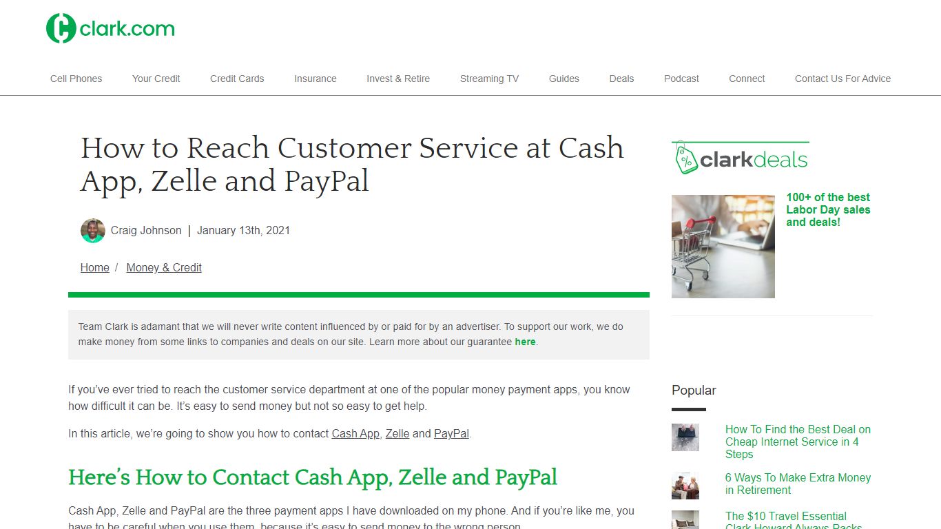 How to Reach Customer Service at Cash App, Zelle and PayPal - Clark Howard